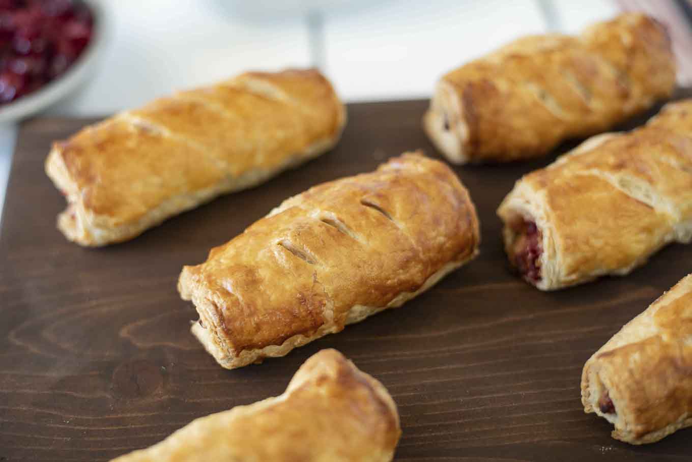 Turkey, Stuffing and Cranberry Sausage Rolls